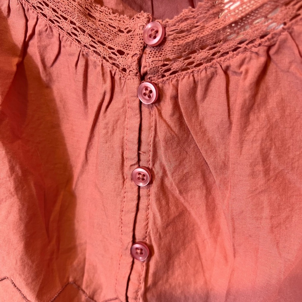 Shabby Chic NEW Eyelet Lace 100% Cotton Embroidered 2 Piece Pajamas Light Medium - Picture 6 of 15